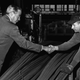 Pennsylvania Congressman William Scranton shakes the hand of a steelworker at the Jessop Steel Co. plant Washington, PA, in 1962.